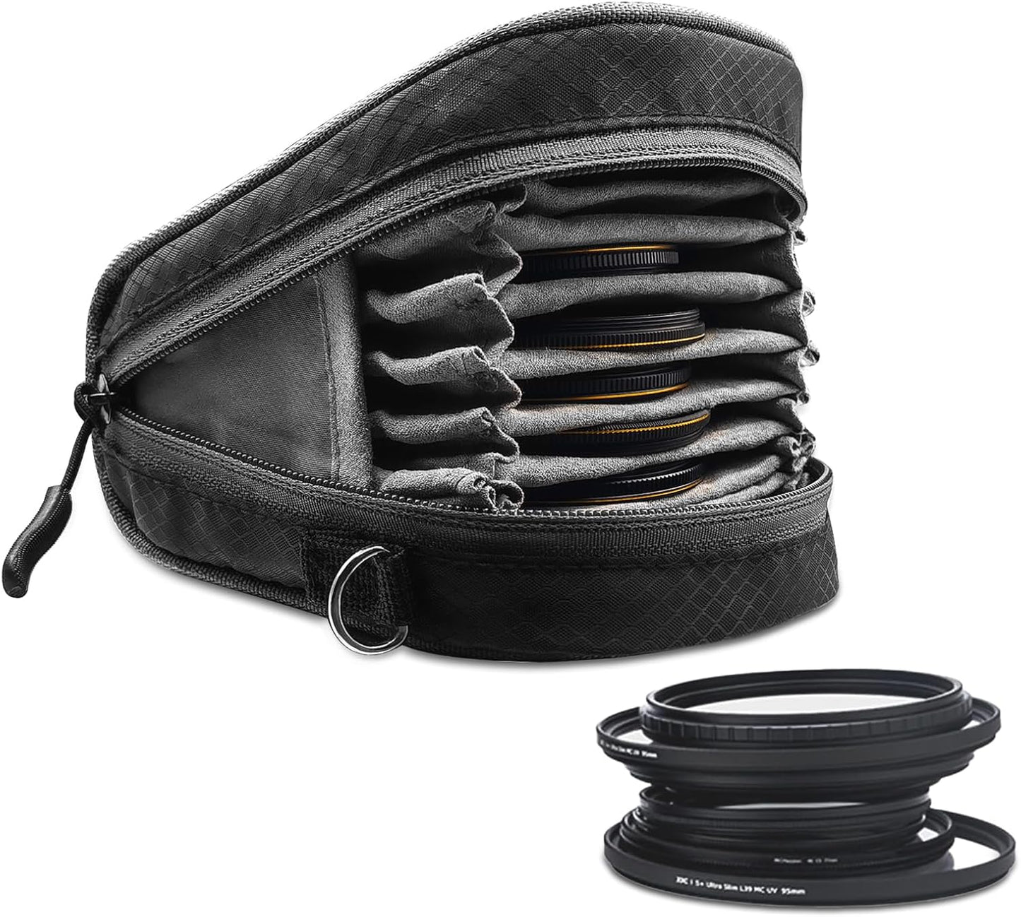 Lightdow Camera Filter Bag - Detachable 8-Slot Lens Carry Case with Belt Loop Pouch - Water-Resistant & Dustproof Design for 37mm-95mm Filters