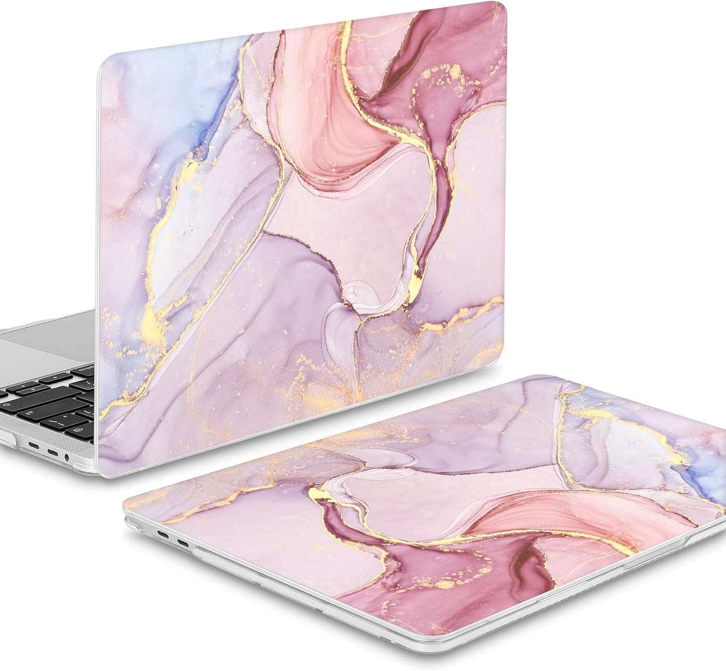 Mektron Case for MacBook Pro 16 inch A2141, Pink Marble Clear Hard Shell Cover 2020 2019 Pro 16-inch with Touch bar & Touch ID w/Keyboard Cover Skin Screen Protector Dust Plug