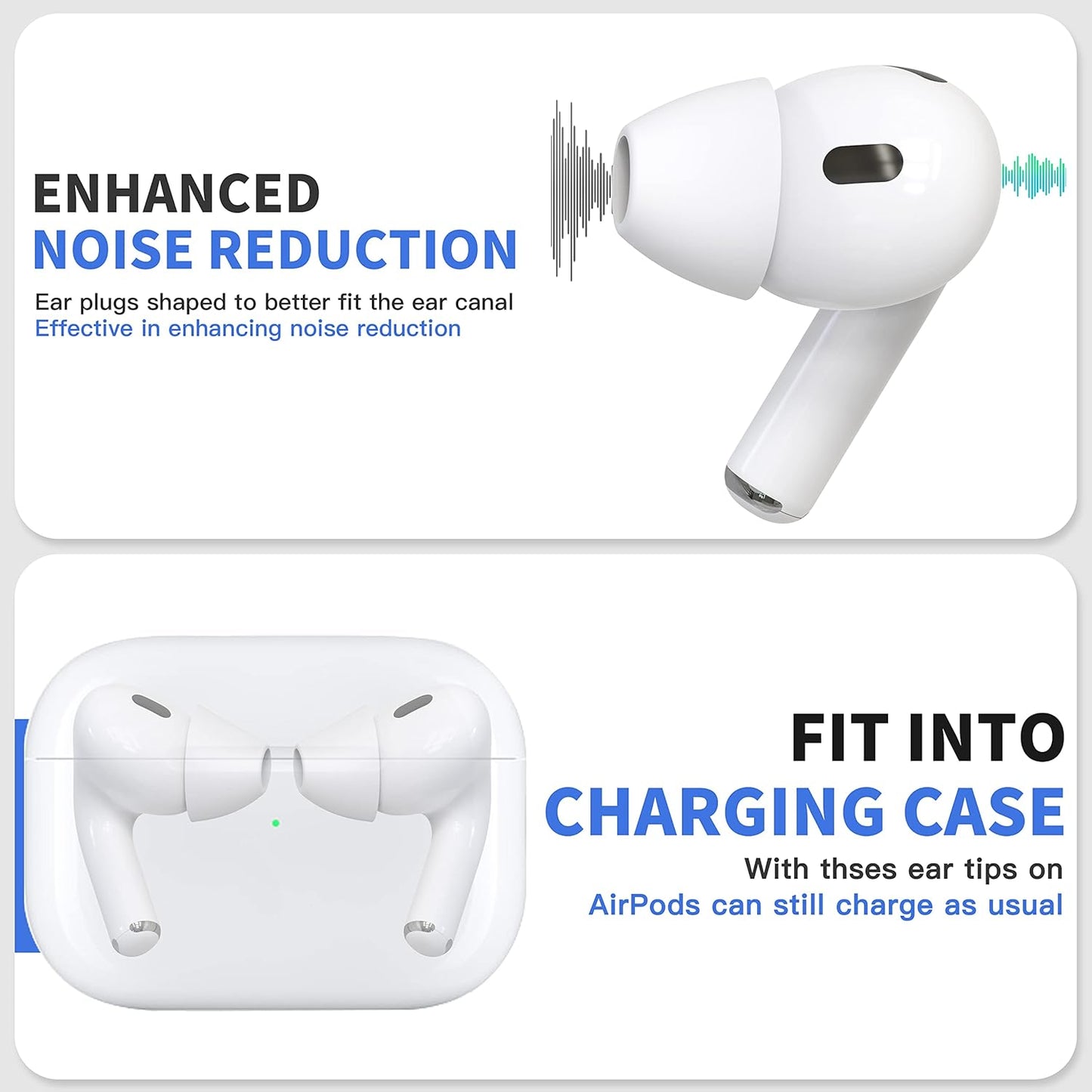 4 Pairs Ear Tips for AirPods Pro 1 & 2 [Relief Pain] [Fit in Case] Noise Cancellation Add Grip Sport Earbuds Extra Small/Small/Medium/Large (Mix Sizes)