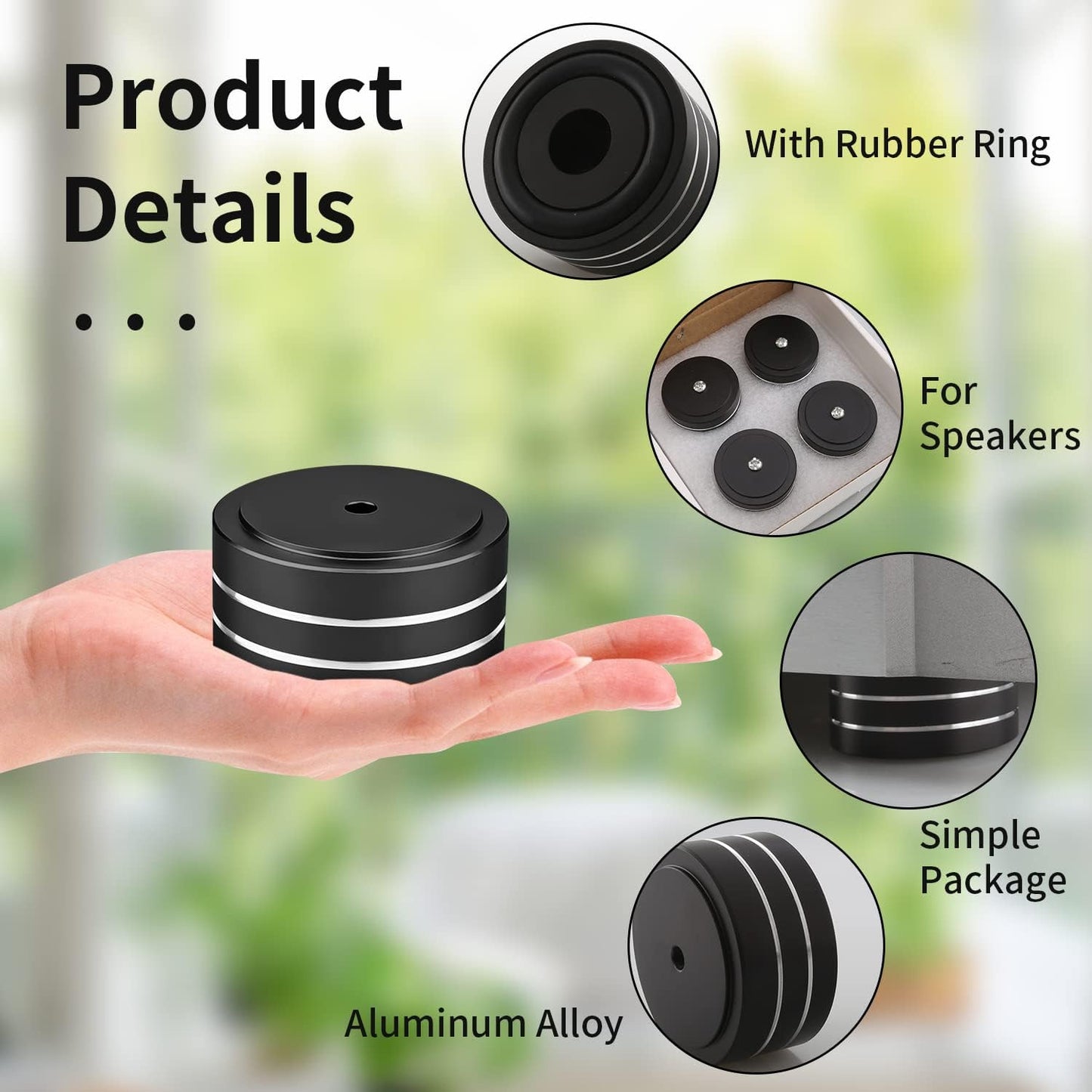 Audiocrast 4X HiFi Speaker Spikes Isolation Stand Feet Pad Aluminum 40x20mm Audio Isolators Amplifier Shock Absorber Non-Slip Hi-End Floor Protector for Subwoofer DAC CD Turntable Amp