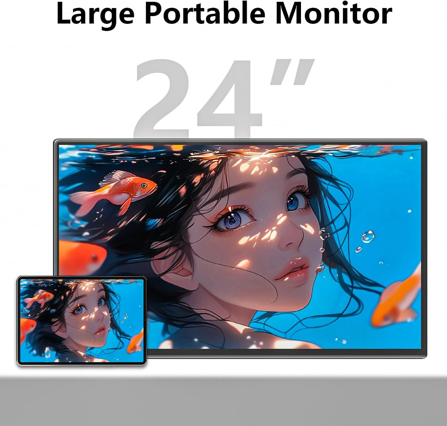 24” 2.5K 2560 * 1440 Portable Monitor 180Hz 120% sRGB USB-C HDMI Large Gaming Second Extender Display Monitor Adjustment Stand for MacBook Laptop,Camera,Desktop,PS5/4, Xbox, Switch,Phone