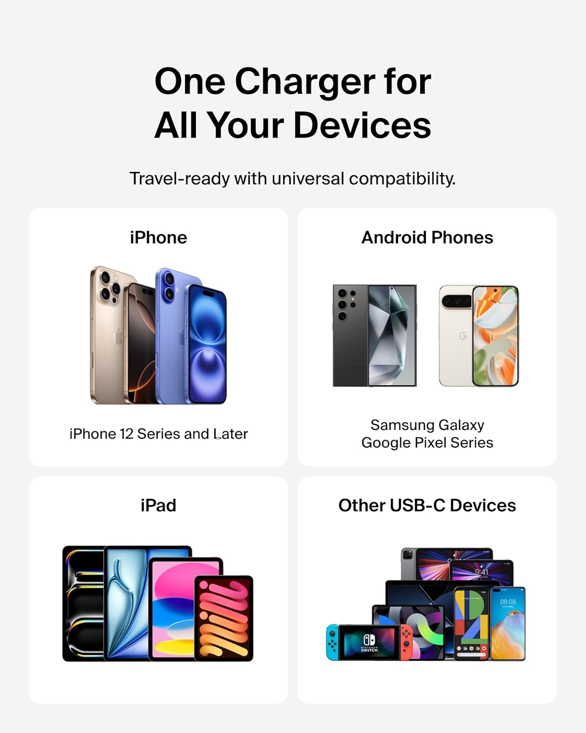 Belkin USB C Charger Block 25W (2 Pack) USB C Cable Included - PD3.0 PPS Fast Charging for Samsung Galaxy S25, S24, S23, S22, Apple iPhone 16, iPhone 15, Google Pixel 9, Nintendo Switch, etc - Black