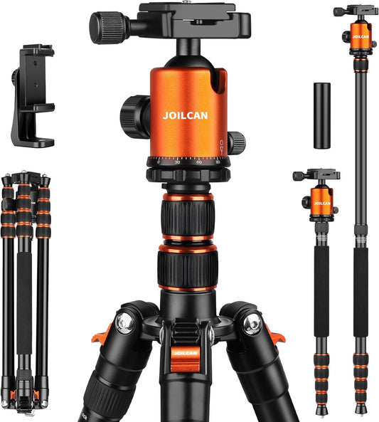 80/85 inches Heavy Duty Tripod for Camera and Phone, 85" Camera Monopod Tripods, DSLR Binoculars Spotting Scope Camcorders Video Tripod Stand, 360 Degree Ball Head, 35 lbs Loads