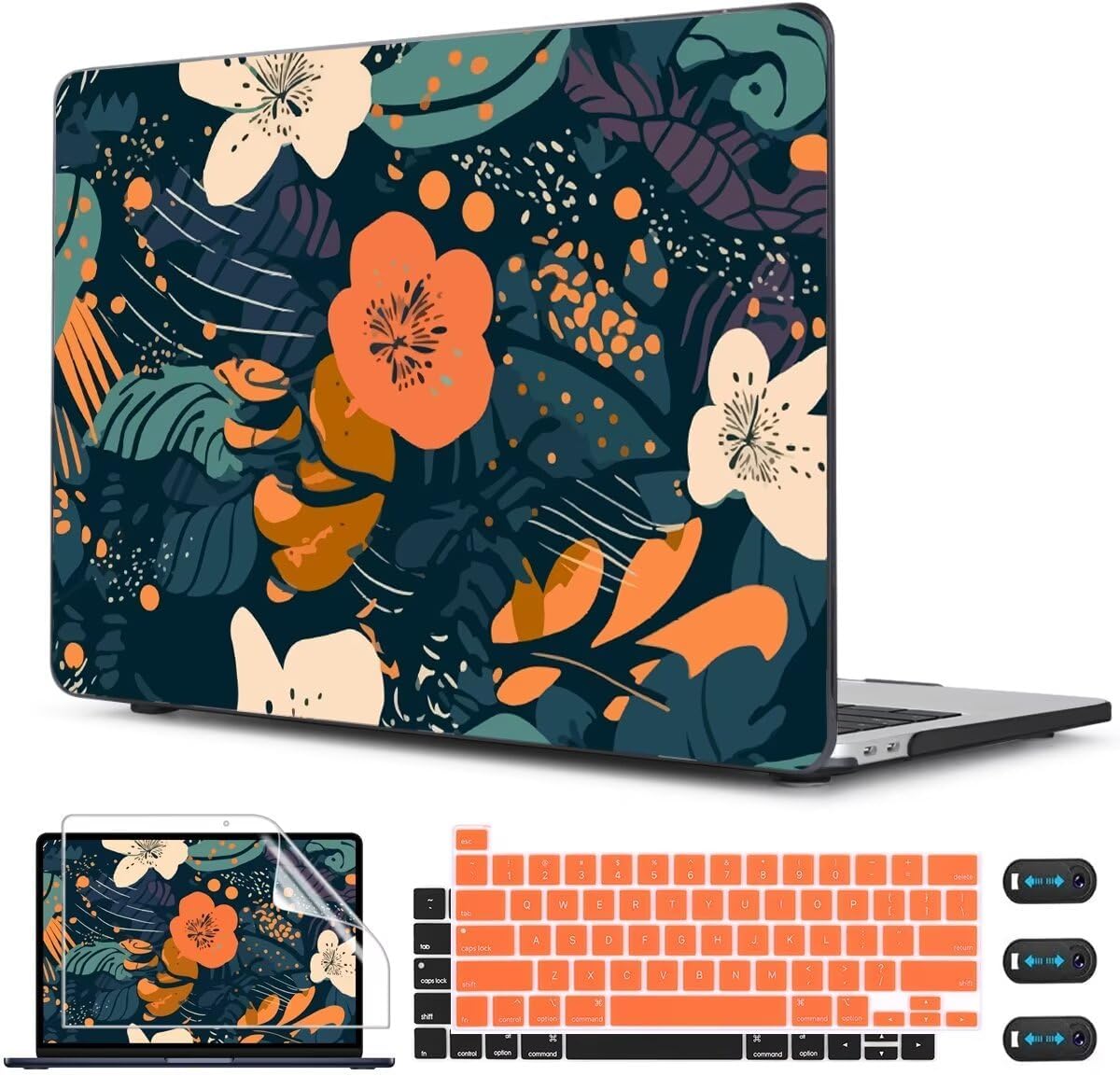 CISSOOK Compatible with MacBook Pro 13 inch Case 2025-2016 Release M2 M1 A2338 A2251 A2289 A2159 A1989 A1706, Plastic Flowers Hard Shell&Keyboard Cover for MacBook Pro13 Case, Little Flower