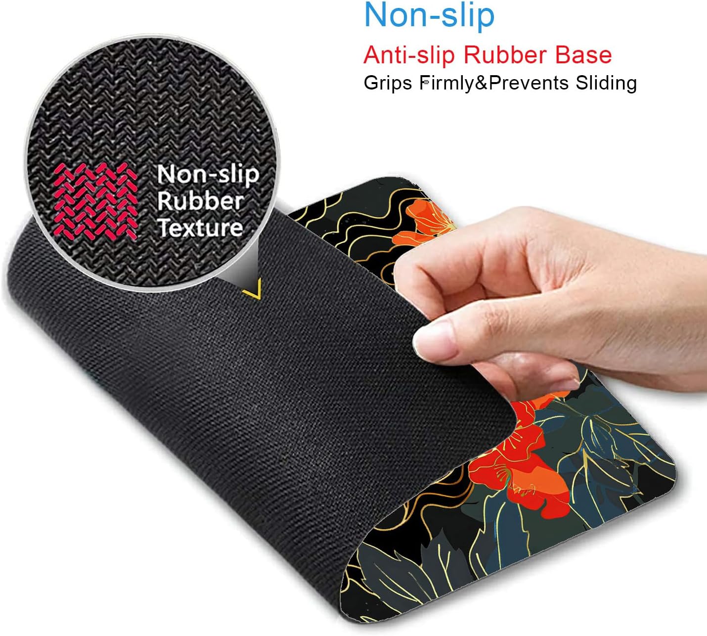 IMAYONDIA Japanese Koi Mouse Pad, Black Gold Gaming Mouse Pad, Anime Mousepad with Non-Slip Rubber Base, Computer Mouse Mat Office Accessories Decor Gift, 9.5 x 7.9 Inch