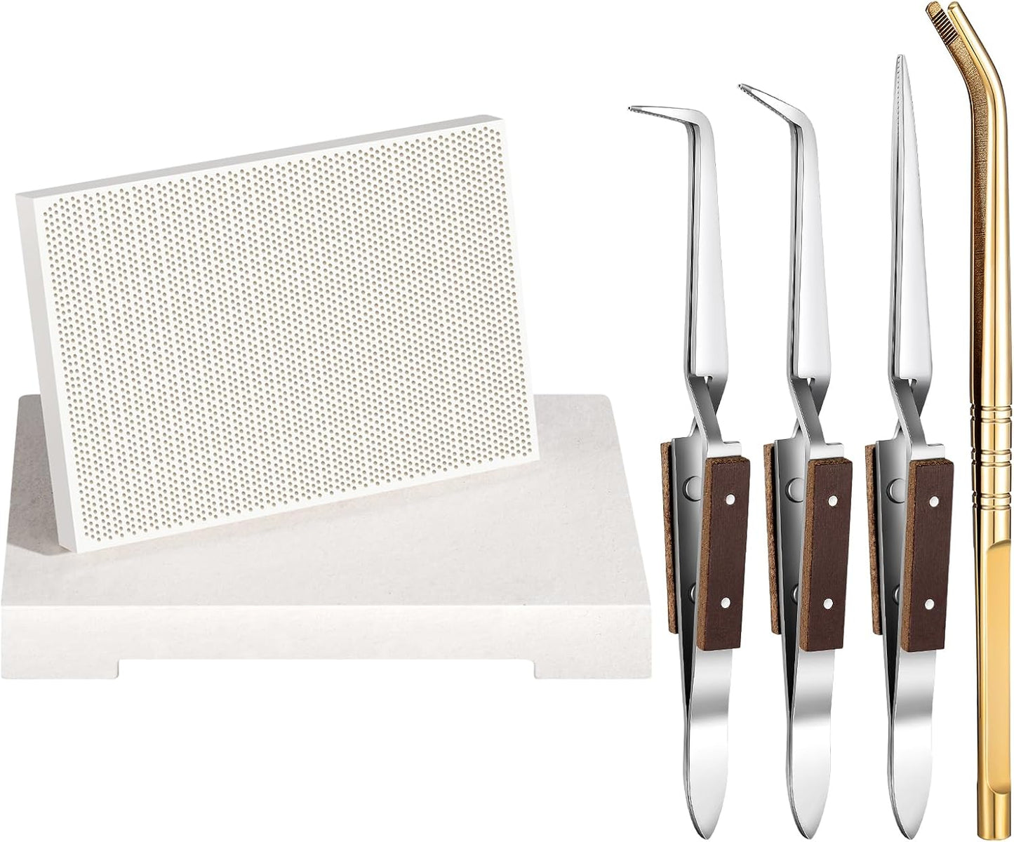 Gisafai 6 Pcs Jewelry Soldering Kit Include 2 Soldering Block Honeycomb Ceramic Welding Boards, 1 Copper Tongs, 3 Tweezers Reverse Tweezers Jewelers Making Melting Casting Tools Supplies
