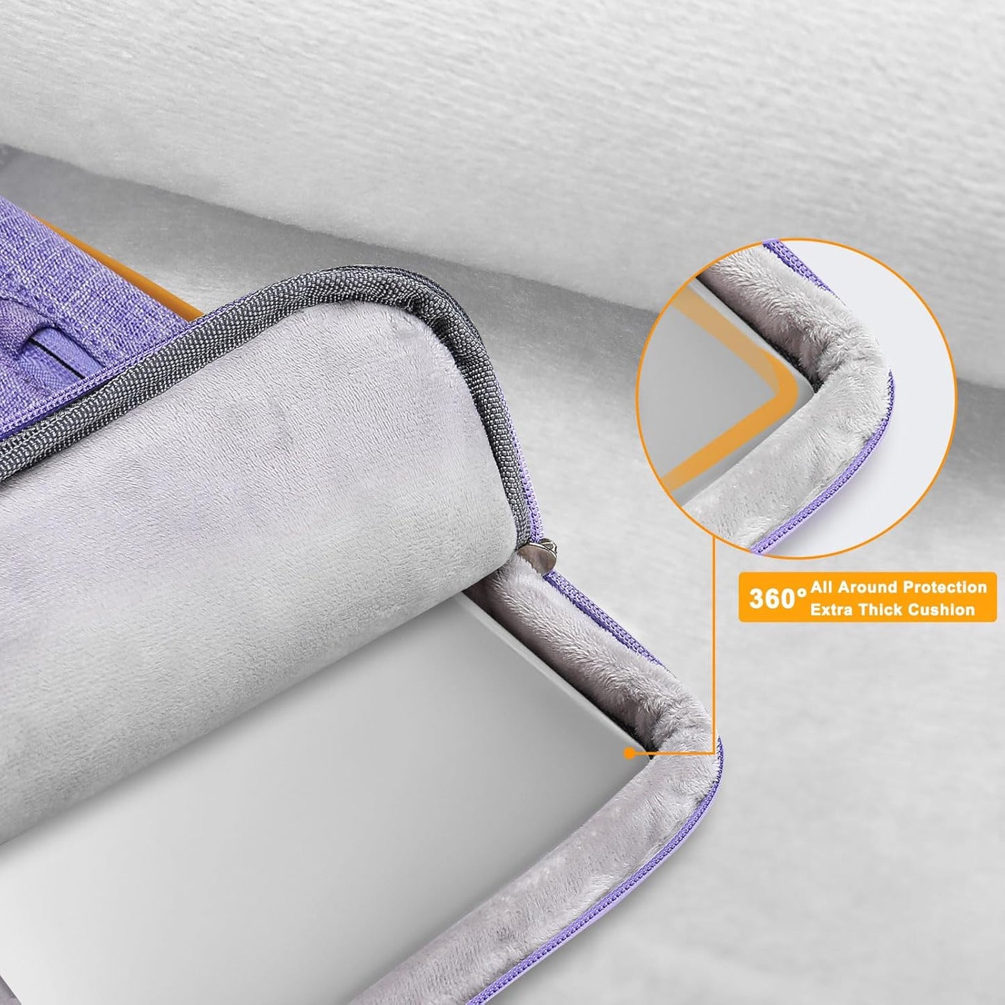 MOSISO 360 Protective Laptop Case 13.3 inch, 13-13.3 inch Laptop Sleeve Compatible with MacBook Air/Pro 13 / Pro 14,HP Dell Acer ASUS,Side Open Carrying Case with 4 Zipper Pockets&Handle, Purple