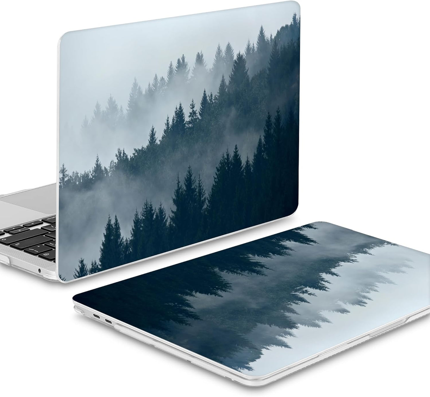 Mektron for MacBook Air 13 Case A1466/A1369 (2010-2017 Release), Snap-on Plastic Hard Shell Cover for MacBook Air 13.3 inch with Keyboard Cover, Misty Forest C132