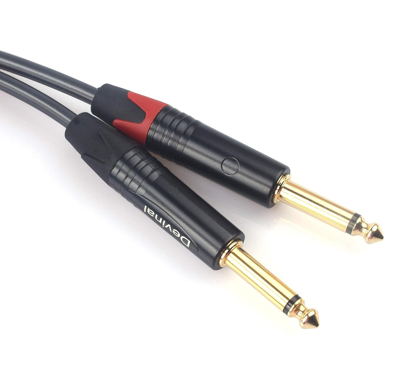 Devinal 1/4 to Dual 1/4 Y-Splitter Cable, 6.35mm TRS to Dual 6.35mm TS Insert Cable Cord, Quarter inch Stereo to 2 Quarter inch Mono Send and Return Patch Cord 6 Feet