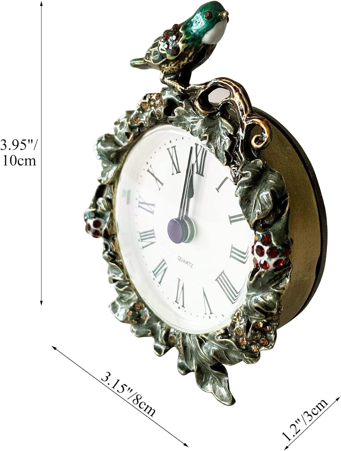 Decorative Mini Table Clock, Vintage Metal Silent Analog Quartz Battery Operated Table Top Clock for Living Room Decor Shelf