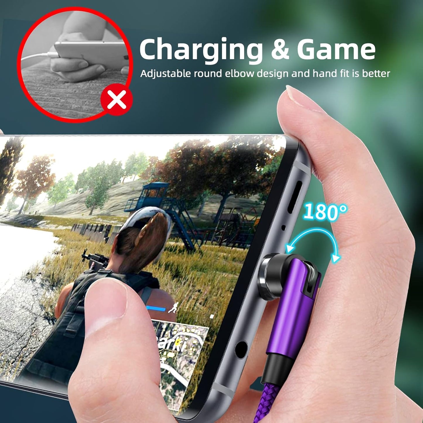 540° Rotation Magnetic Charging Cable 3 in 1 Magnetic Phone Charger [4-Pack, 3ft/3ft/6ft/10ft] 3A Fast Charging Cable & Data Transfer USB Magnet Charger Cable for i-P/Micro USB/Type C Device-Purple