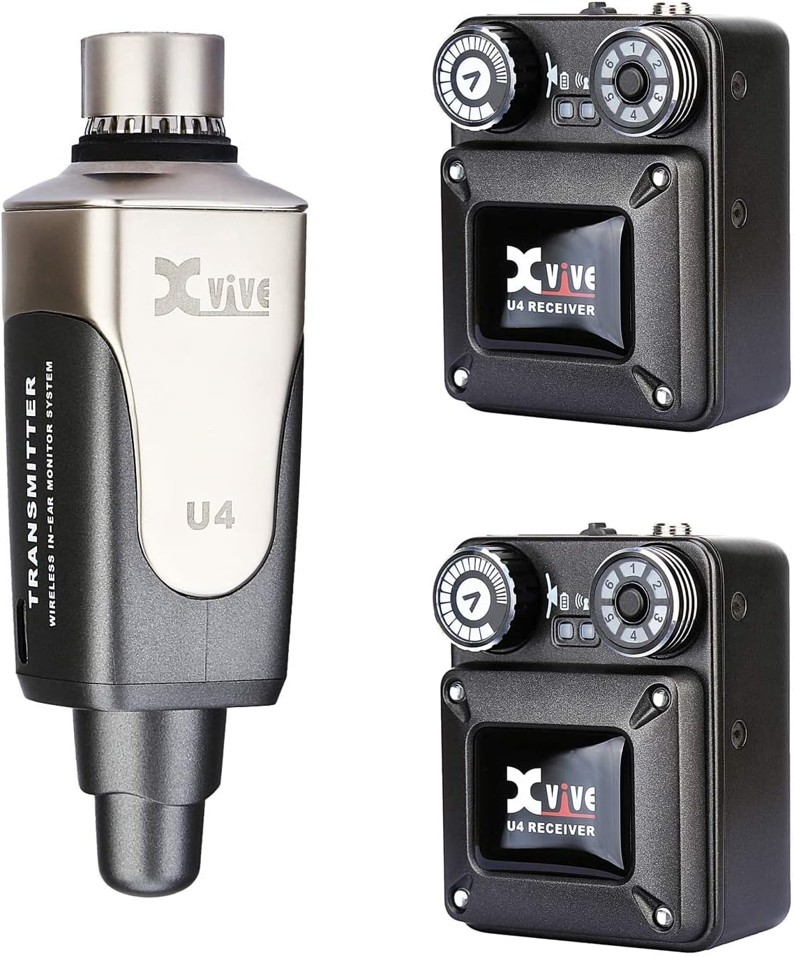 Xvive U4 Wireless in-Ear Monitor System Transmitter and Beltpack Receiver Personal IEM for Studio, Band Rehearsal,Live Performance,Camera Record (U4) (U4R2)