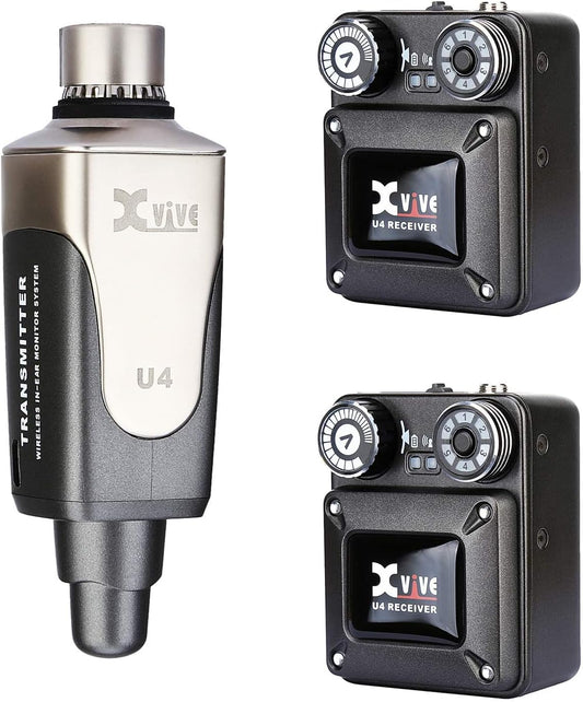 Xvive U4 Wireless in-Ear Monitor System Transmitter and Beltpack Receiver Personal IEM for Studio, Band Rehearsal,Live Performance,Camera Record (U4) (U4R2)