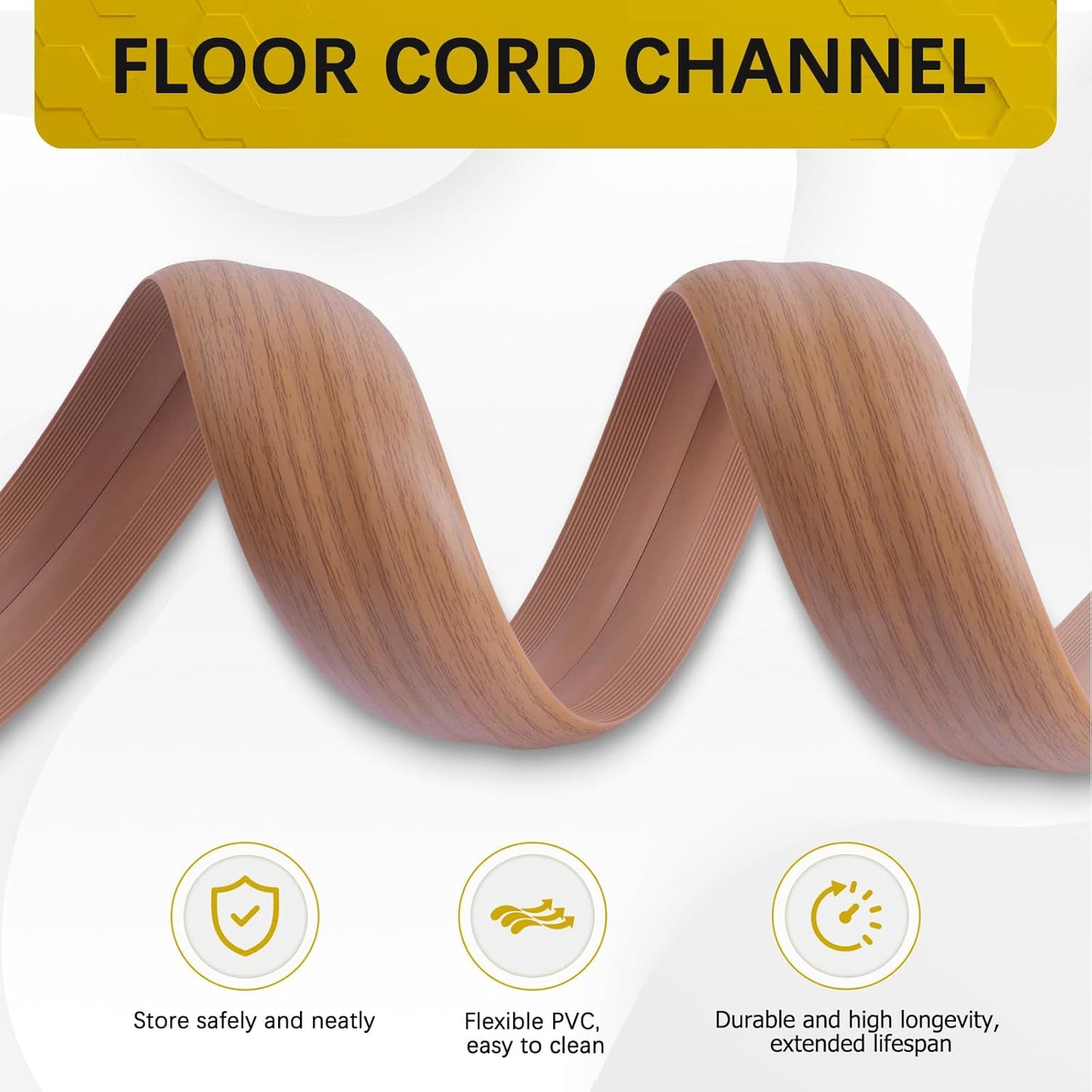 Floor Cord Cover 3.3FT Cord Covers for Wires on Floor Protect Wires & Prevent Trip Hazards, Easy to Cut for Home, Office, School, Concerts, Cavity W0.6in x H0.32in