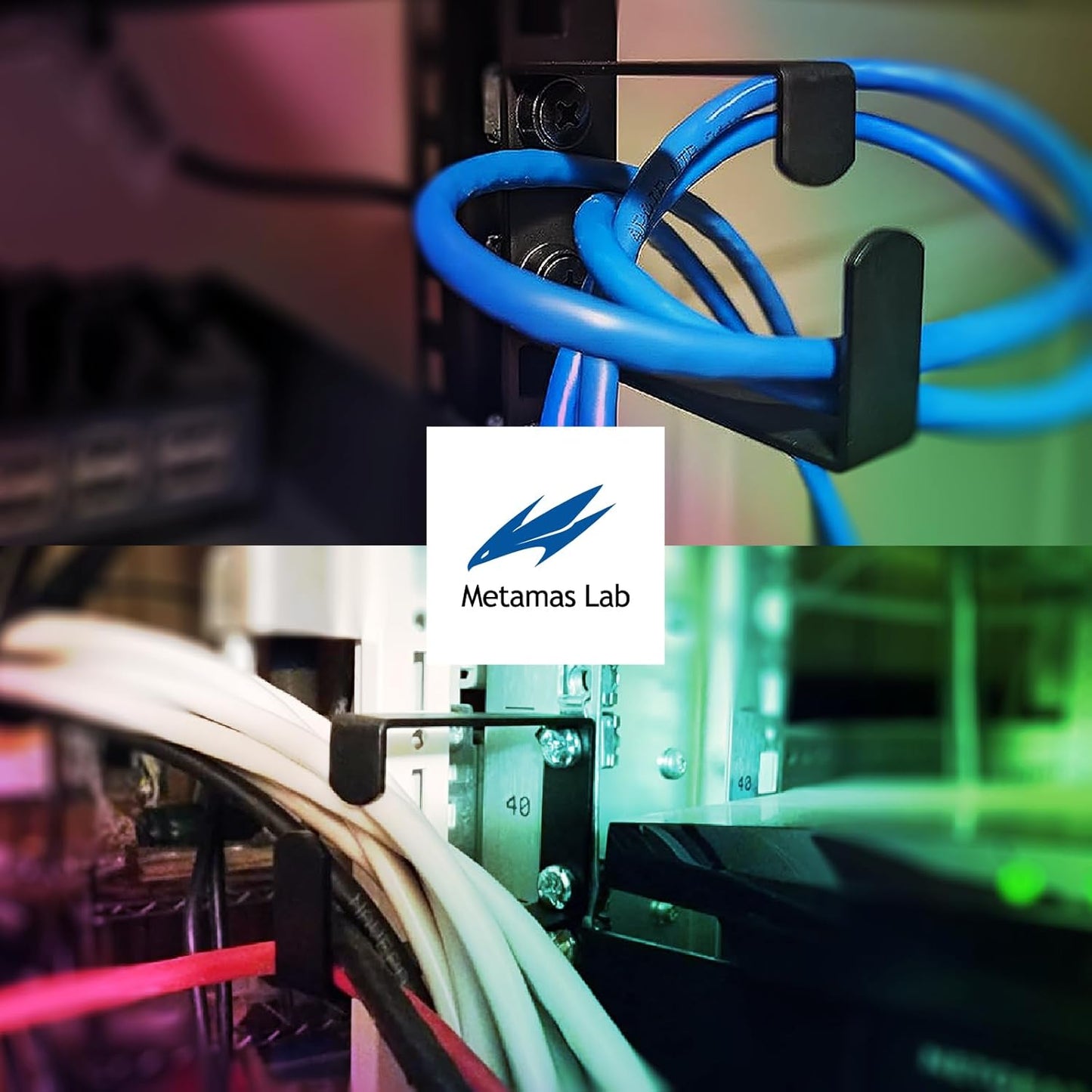 10 Pack Metallic 1U D Ring Cable Manager Ring Network Rack Cable Management Ring Cable Management Hook for Network Patch Cables, Fiber Optic, Power Cords - Made in Taiwan