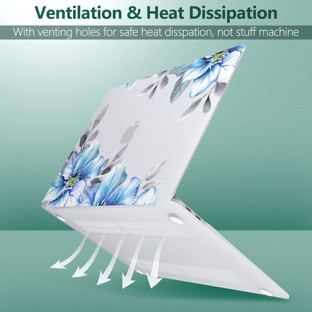 Batianda Case for MacBook Air 13 Inch M1 2020 2019 2018 Release Model A2337 A2179 A1932 with Retina & Touch ID, Floral Series Hard Shell Cover with Keyboard Cover & Screen Protector,Hibiscus Flower