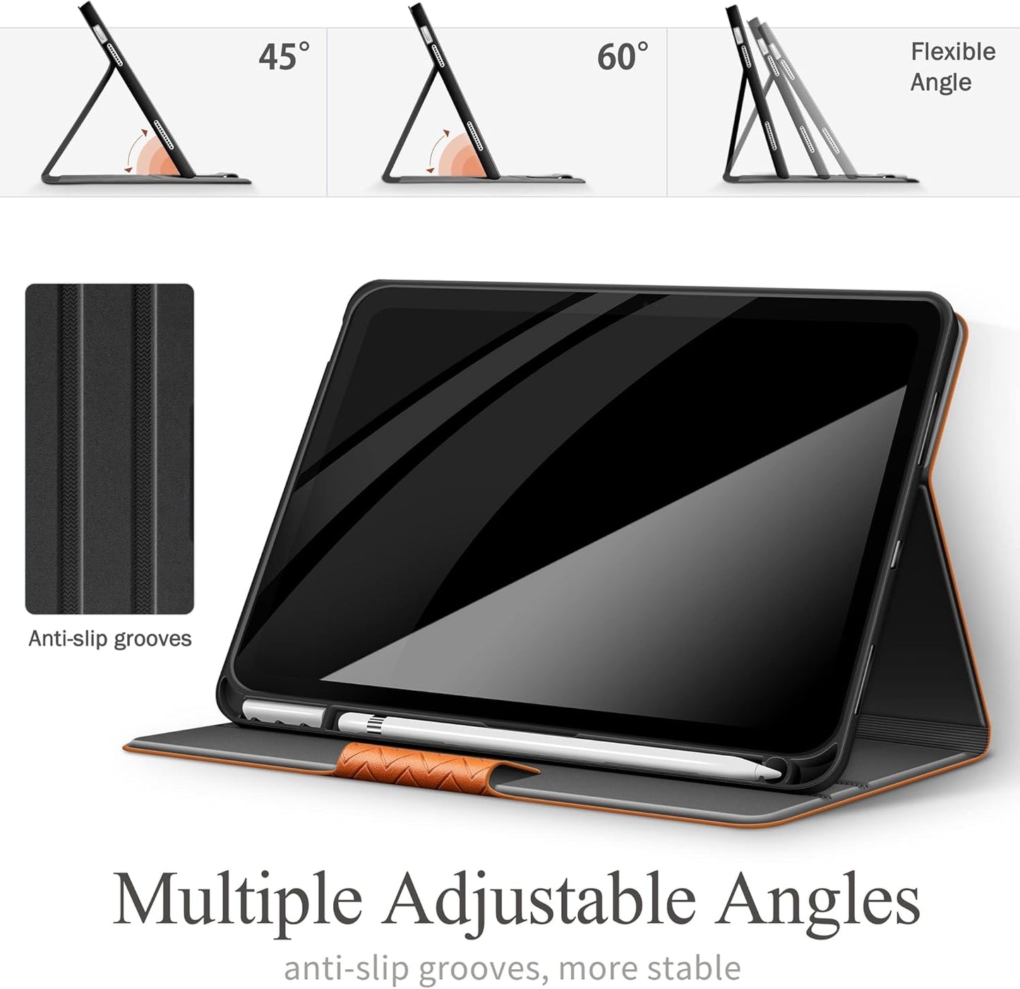 auaua Case for iPad (A16) 11th Generation 11 Inch 2025, iPad 10th Generation 10.9 Inch 2022, with Pencil Holder, Auto Sleep/Wake, Adjustable Stand, PU Leather (Brown)