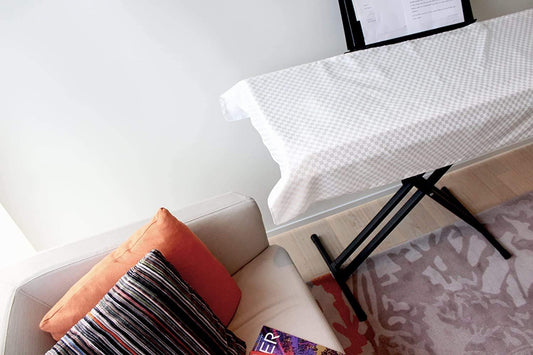 Clairevoire Piano Keyboard Dust Cover for 61 Keys to 88 Keys, Electric Pianos Cover, Digital Pianos Cloth Protection,Lightweight and Adjustable Closure,Pearl White, M - Keyboard Piano up to 53" x 16"