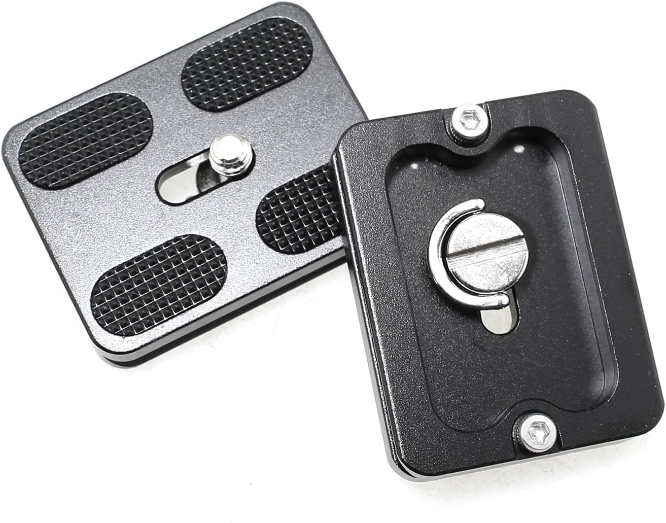 Maxmoral 2PCS 38x50mm Black Universal Metal Quick Release Plate with 1/4 Inch Screws Aluminium Adapter Compatible with Camera Tripod Ball Joint Standard