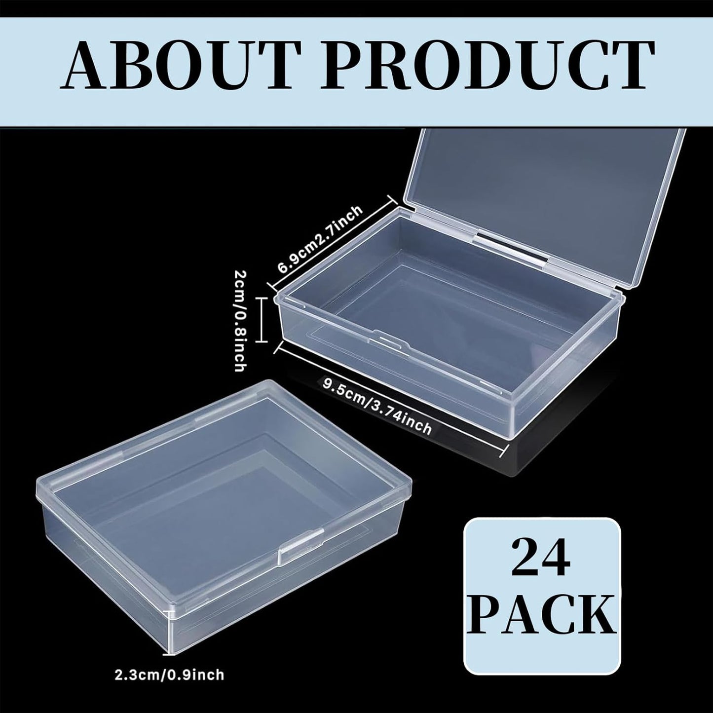 24 Pack Playing Card Case, Clear Playing Cards Deck Boxes, Empty Deck Cases, Plastic Storage Box Deck Holder with Snaps Closed for Gaming Business Card, 3.74 x 2.7 x 0.9 inch (NO Cards)