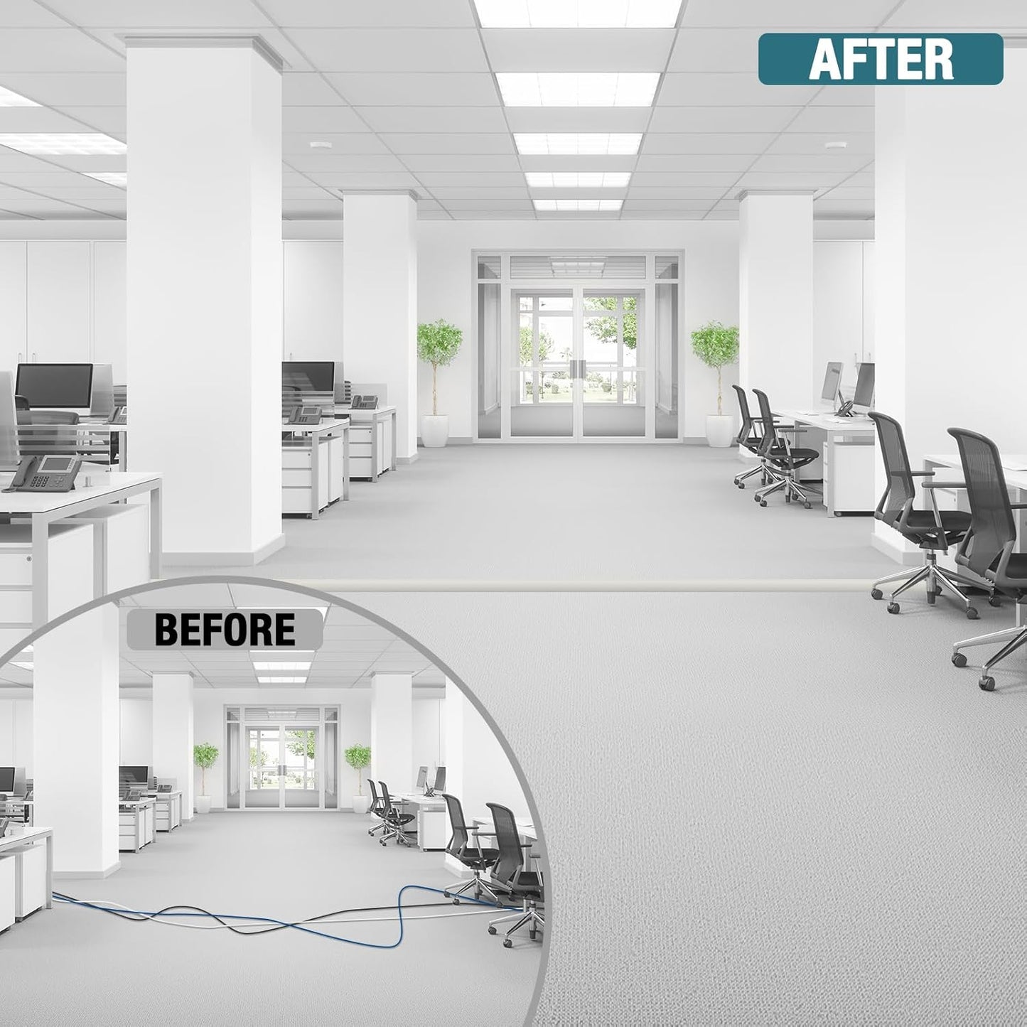 Floor Cord Cover, Cable Protector, 0.63W x 0.31H inches, Wire Cover for Extension Cords, Floor Cable Covers Prevent Cable Trips (Beige, 50-3 Feet)