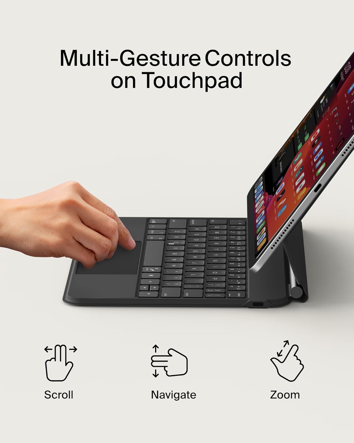 Belkin Pro Keyboard Case w/Magnetic Stand, Backlit Bluetooth Keyboard, Multi-Gesture Controls, Magnetic Apple Pencil Storage Compatibility, & Multimedia Keys for iPad 10th Generation 10.9" - Black