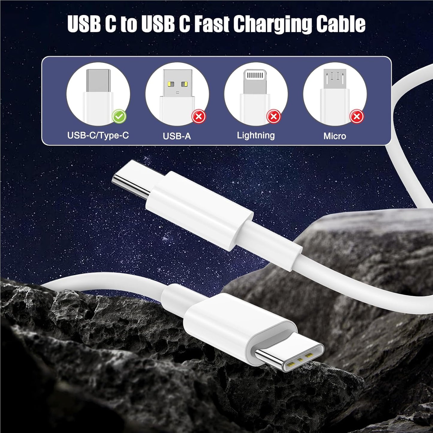 3-Pack [3.3FT+6.6FT+10FT] 60W USB C to USB C Cable, Type C to Type C Cable,Fast Charging Cable for iPhone 16 15 Pro Plus Pro Max，for Galaxy S25 S24, for iPad Pro/Air, for MacBook Pro/Air and More