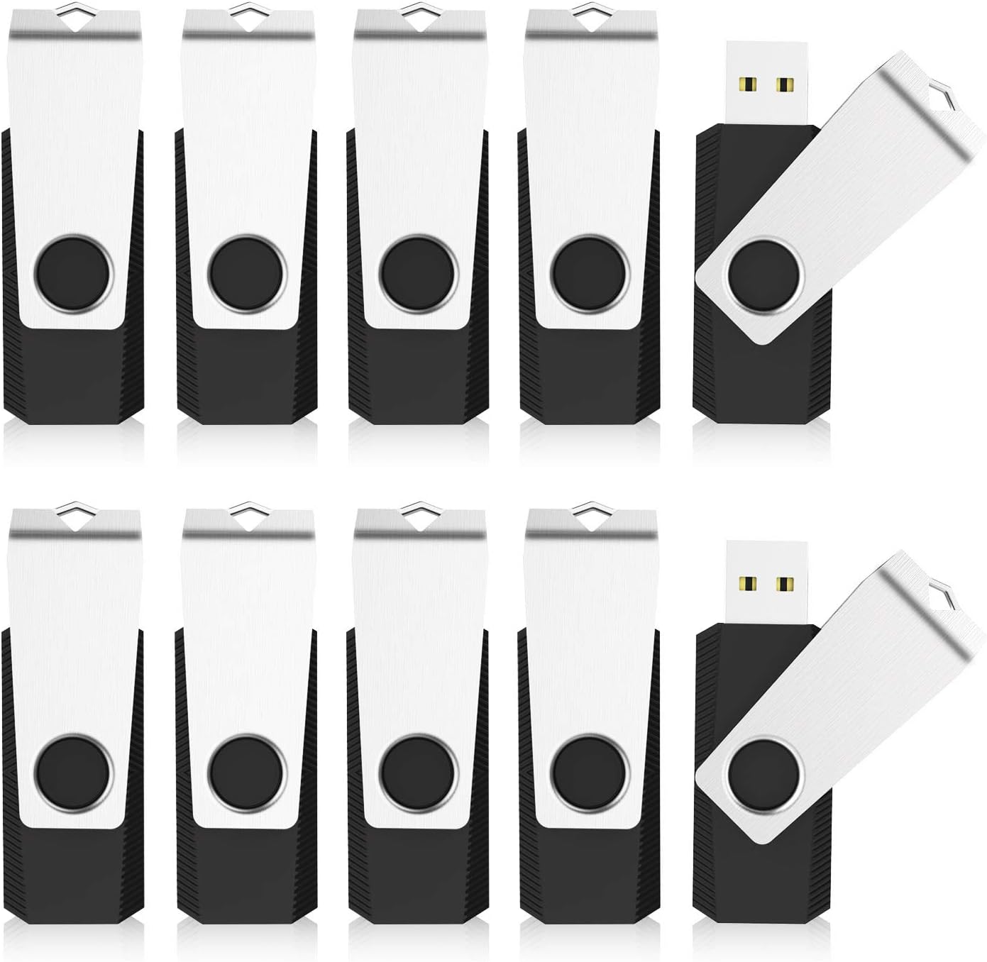 KEXIN Bulk USB 50 Pack 1GB USB Flash Drives Flash Drive Thumb Drive Bulk Flash Drives Swivel USB 2.0 (1G, 50PCS, Black)