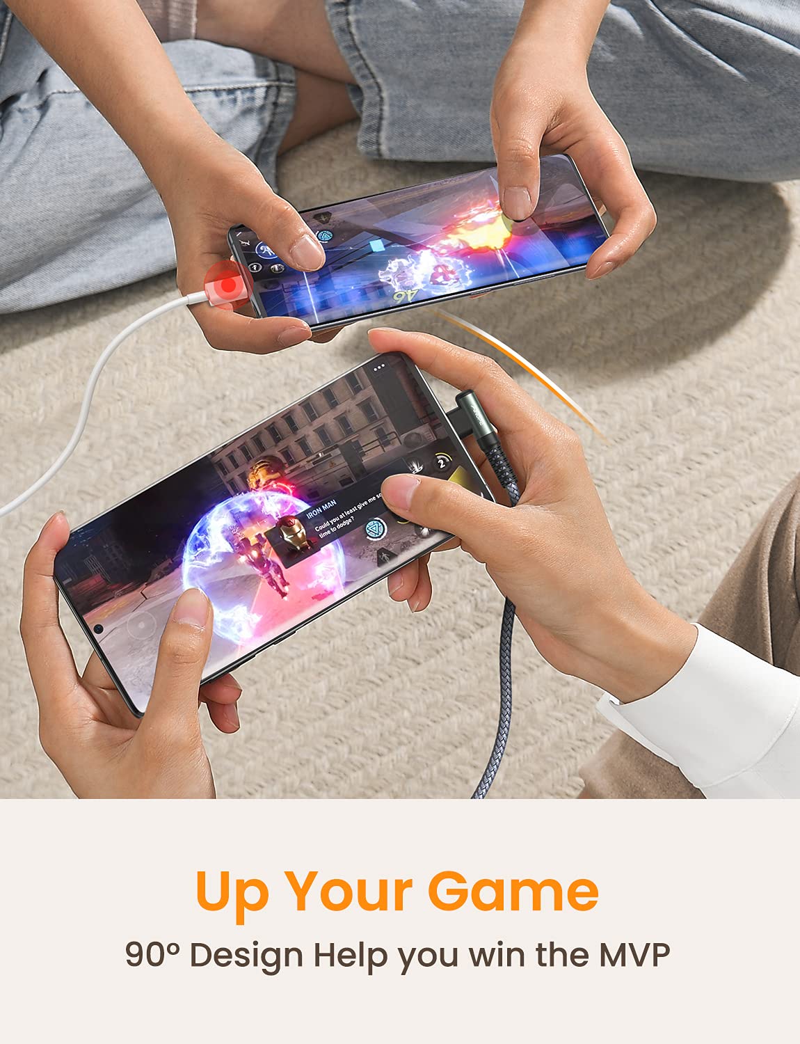 AINOPE USB C Cable 10FT 3.1A Type C Charger Fast Charging, Right Angle USB Type C Cable, Nylon Braided USB C Charging Cable Compatible with Galaxy S10 S9 S8 Plus, A51 A11 A10 A20, LG V50 V40 G8 G7