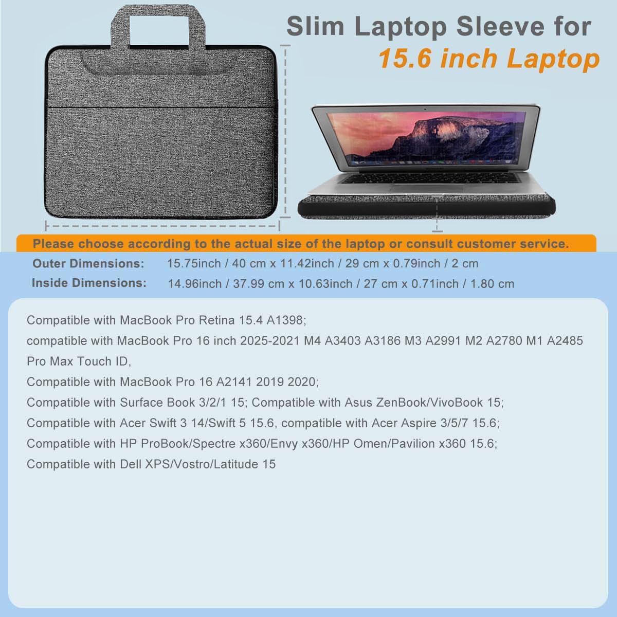 Universal Laptop Shoulder Bag 13-17.3 Inch Shockproof Briefcase with Multi-Pockets & Adjustable Strap for MacBook Pro/Air