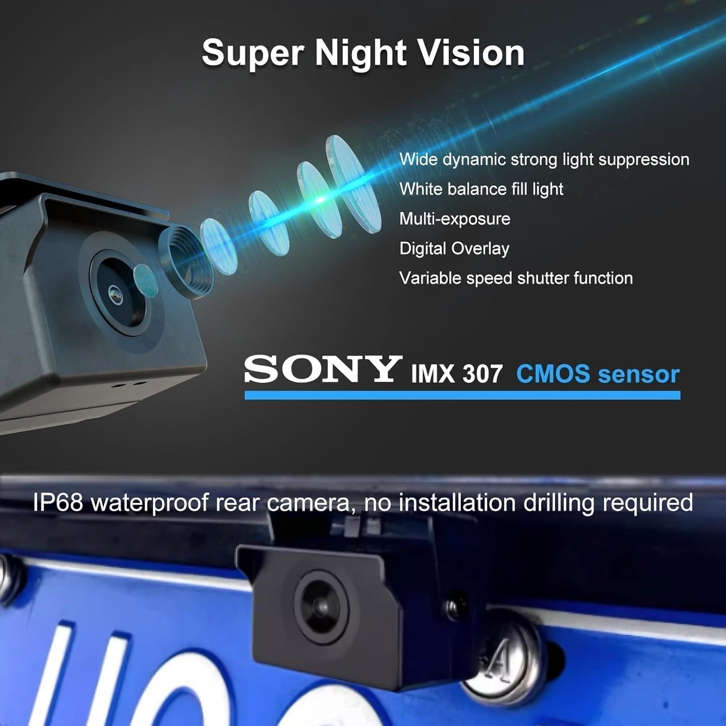 8.2″ OEM Rear View Mirror Camera, Dash Cam, Detached Front Lens, 2K, IPS Screen, Night Vision, Parking Monitor, 32GB SD, for Trucks, Vans, SUVs