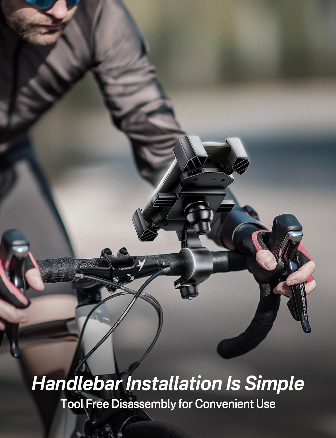 Bike Phone Holder Handlebar,Motorcycle Phone Mount,ATV Cell Phone Clamp,Scooter Phone Clip for iPhone 15 Pro Max14 13 12plus, Samsung S24Ultra S23 and More 4.7" to 7.0" inch Phone