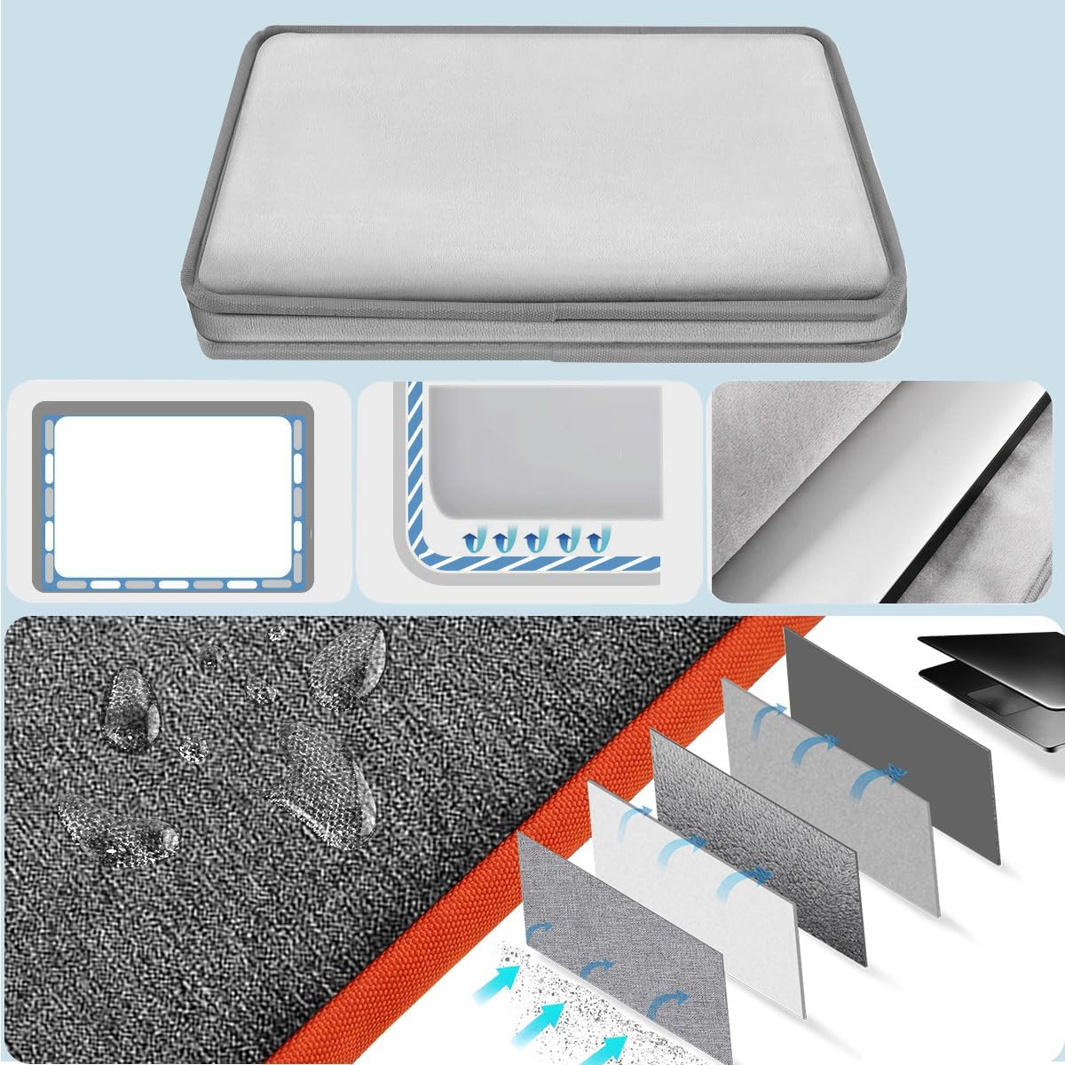 Universal Laptop Shoulder Bag 13-17.3 Inch Shockproof Briefcase with Multi-Pockets & Adjustable Strap for MacBook Pro/Air