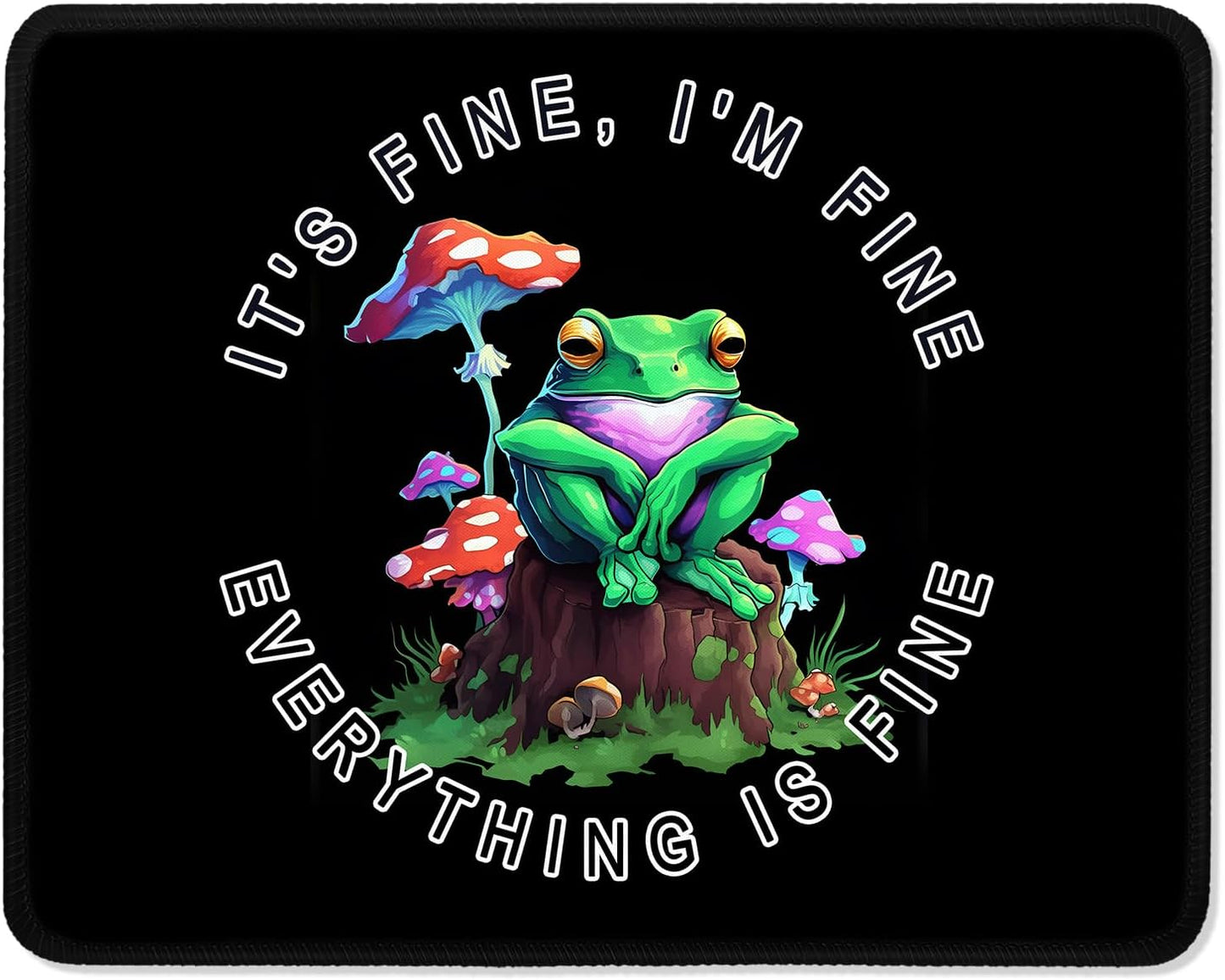 ITNRSIIET Mouse Pad with Stitched Edge Premium Textured Smooth Precise Operation Waterproof Washable Non-Slip Rubber Base Desktop Protection Mat, 10.2×8.3×0.12 inches, Lonely Frog