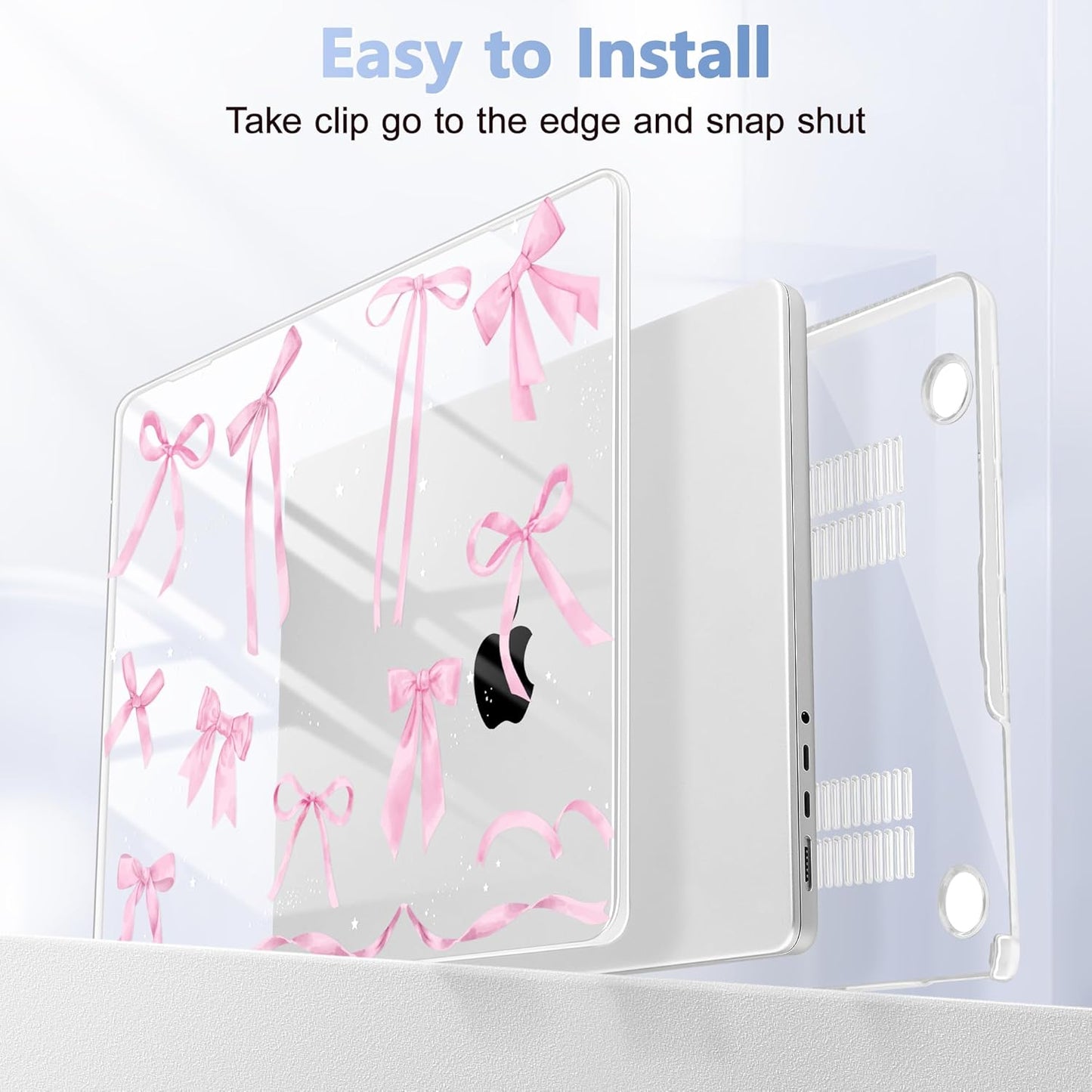 for MacBook Pro 16 inch Case 2021 2022 2023 2024 Release A3186 A3403 M4 A2991 M3 A2780 M2 A2485 M1 Pro/Max, Hard Shell Case with Screen Protector & Keyboard Cover, Bowknot