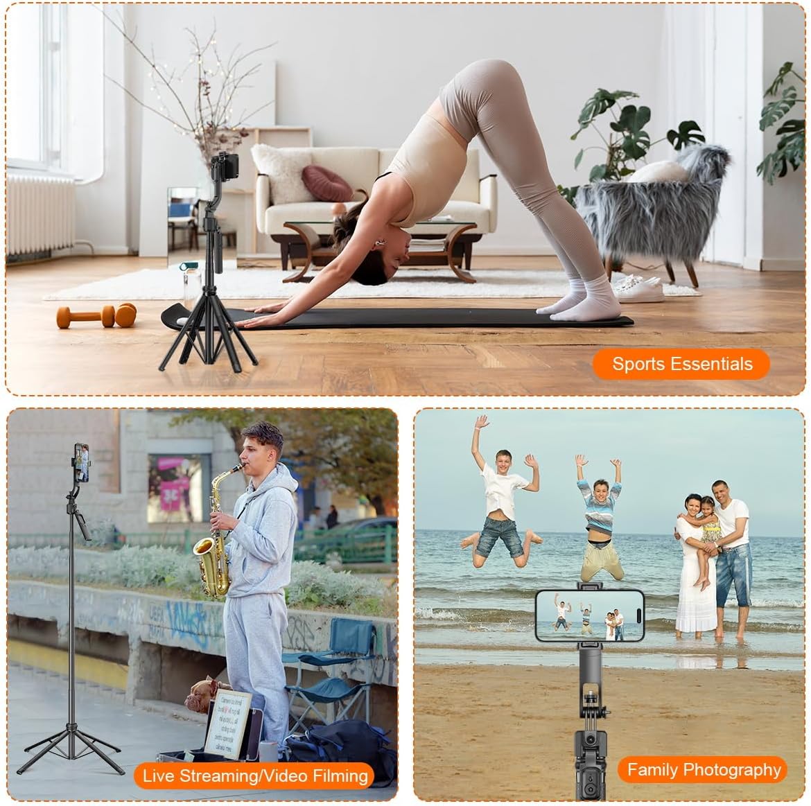 AI Face Tracking Tripod with Remote 360° Auto Rotation Selfie Stick Tripod for iPhone Extendable to 65" 1/4" Screw Phone Mount for iPhone Android TikTok Streaming Travel