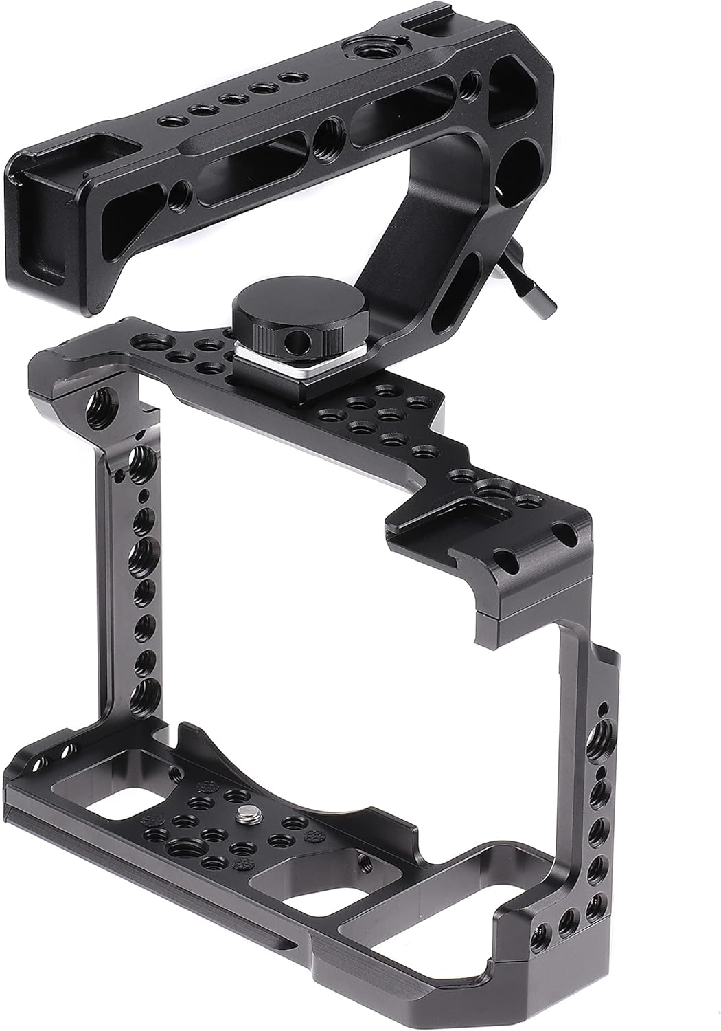 Z5 Z6 Z7 Cage, Hersmay Camera Cage with Top Handle for Nikon Z5/ Z6/ Z7/ Z6II/ Z7II Mirrorless Camera with Cold Shoe,ARRI Handle Locating Holes,Multiple 1/4" 3/8" Screw Holes