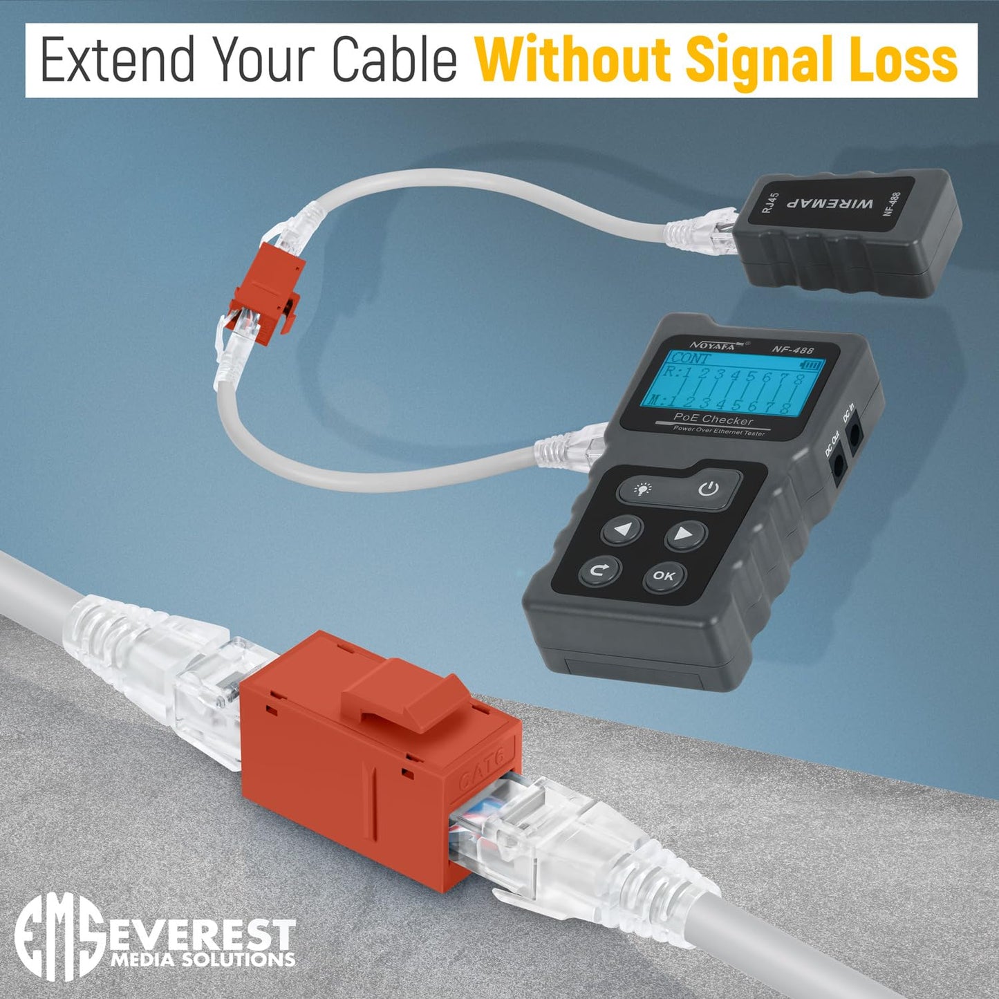 Everest RJ45 CAT6 Keystone Coupler in Orange (48-Pack) - RJ45 Coupler - Cat6 Keystone Jacks