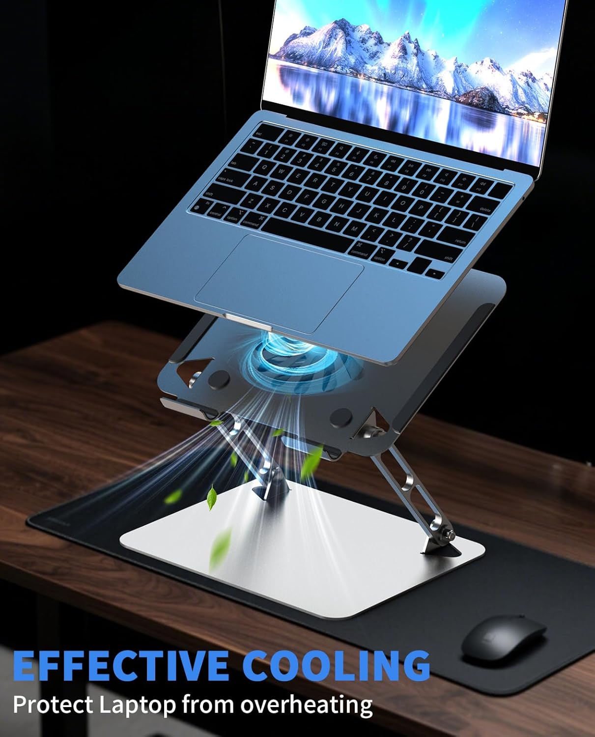 SOUNDANCE Laptop Cooling Pad with Upgrade Low-Noise Fan and 3.0 USB Hubs, Ventilated Laptop Cooler Prevent Overheating, Adjustable Ergonomic Laptop Stand Support Up to 16” Gaming Notebook Computer