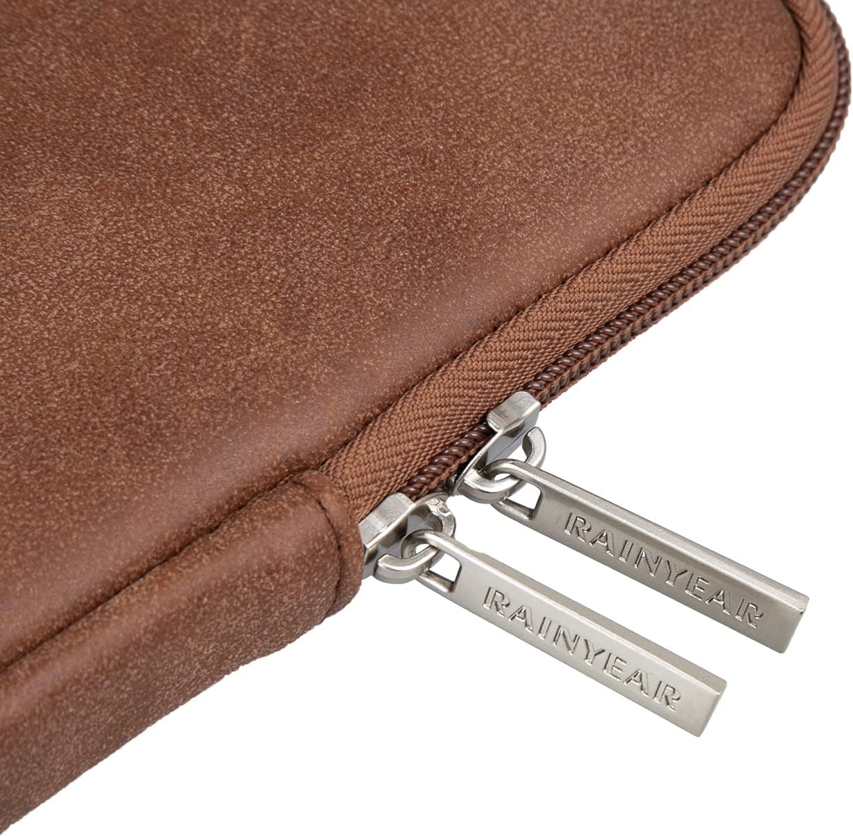 RAINYEAR 15 Inch Laptop Sleeve PU Suede Leather Case Padded Cover Water Resistant Carrying Computer Bag Compatible with 15.4 MacBook Pro/Air, Surface Laptop 3/4 15", New XPS 15 Touch(Brown)