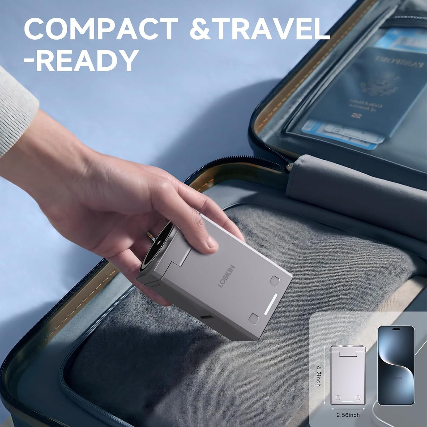 LOBKIN 3 in 1 Charging Station, Qi2 15W Foldable Intelligent Fast Wireless Charging Station,MagSafe Charger Stand for iPhone 16/15/14/13, Airpods, Apple Watch