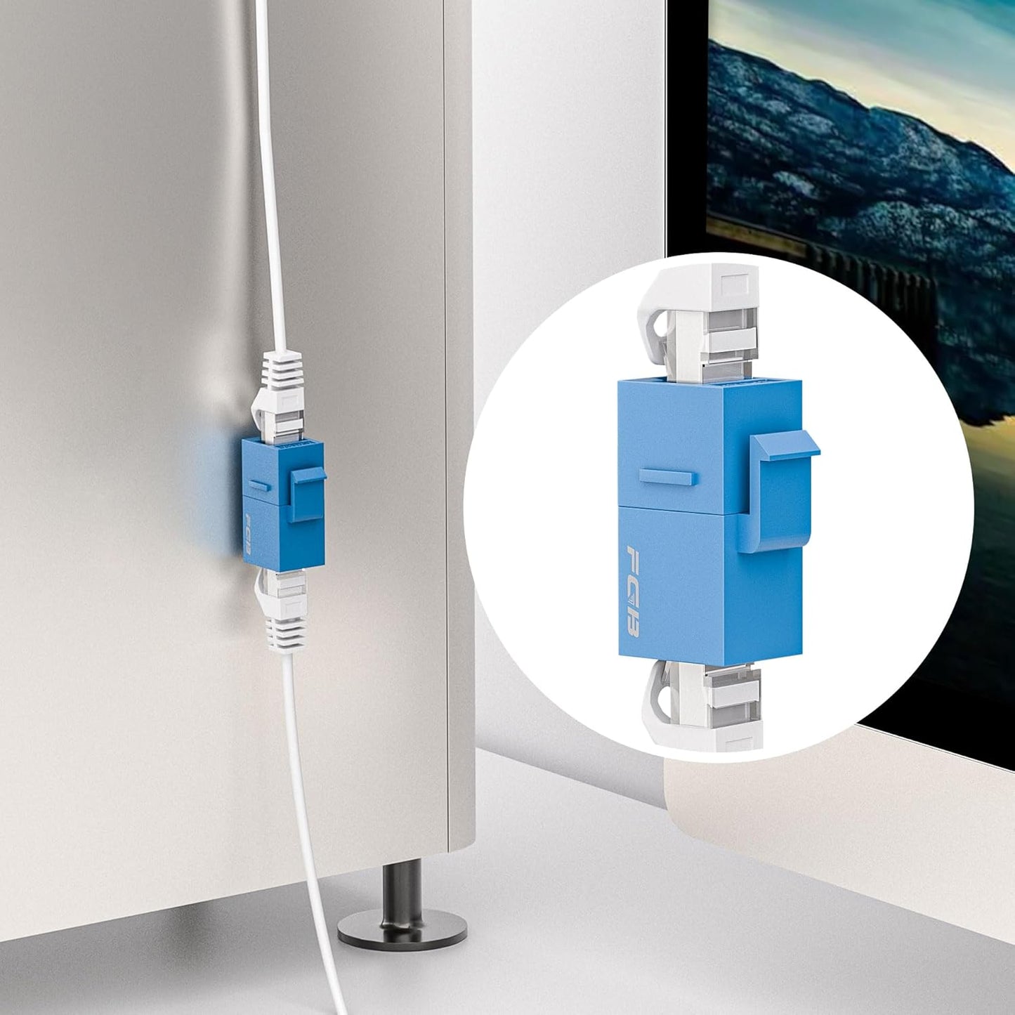 FGB 10 Gbps CAT6A RJ45 Keystone Coupler 25-Pack, RJ45 Keystone Jack, Ethernet Coupler Female to Female UTP for Cat6a/Cat6/Cat5e/Cat5, Blue