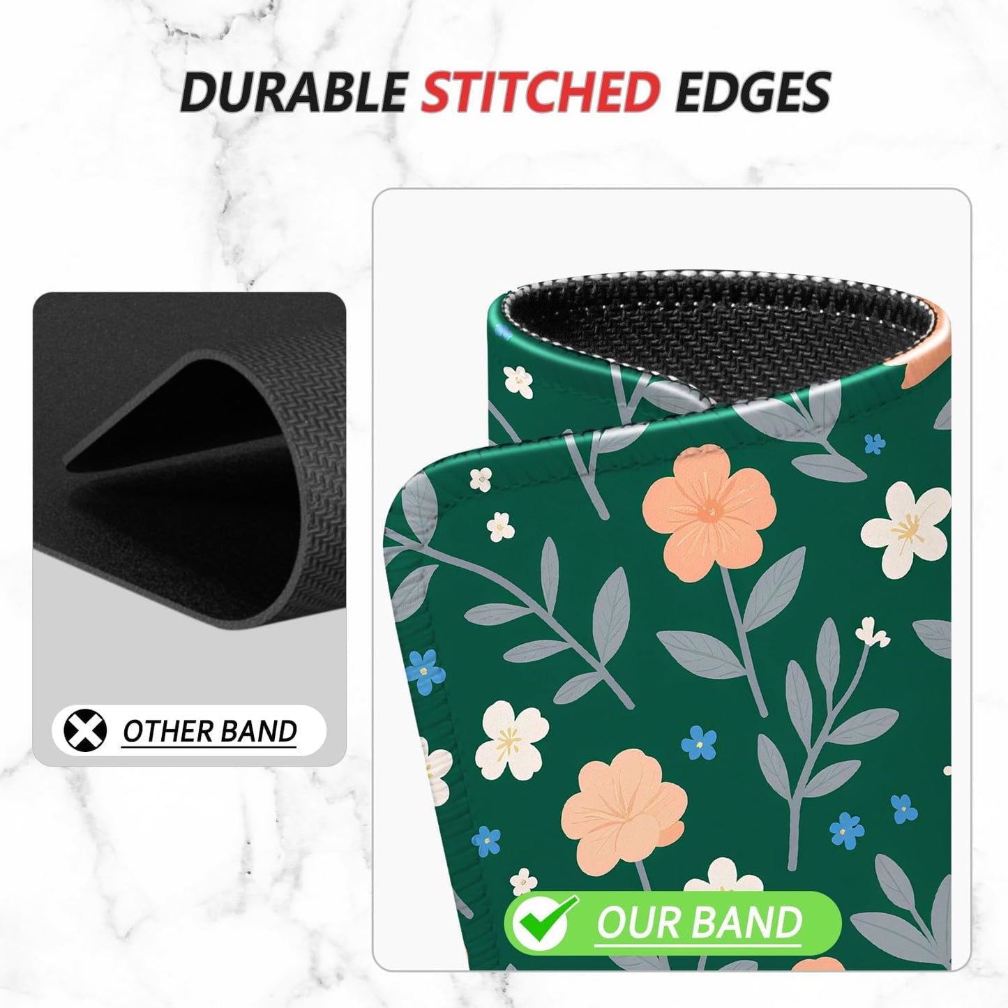 ITNRSIIET Mouse Pad Non-Slip Rubber Base Smooth Surface Stitched Edges Waterproof Durable Compatible with All Mice for Office & Gaming, Desk Accessory, 10.2x8.3x0.12 inch, VintageBloom