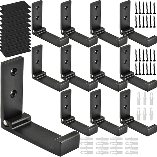 Folding Coat Hooks, Foldable Wall Hooks for Hanging Aluminum Alloy Cloth Coat Hanger Headphones Holder Headset Wall Hanger Hook- Pack of 12 (Black)
