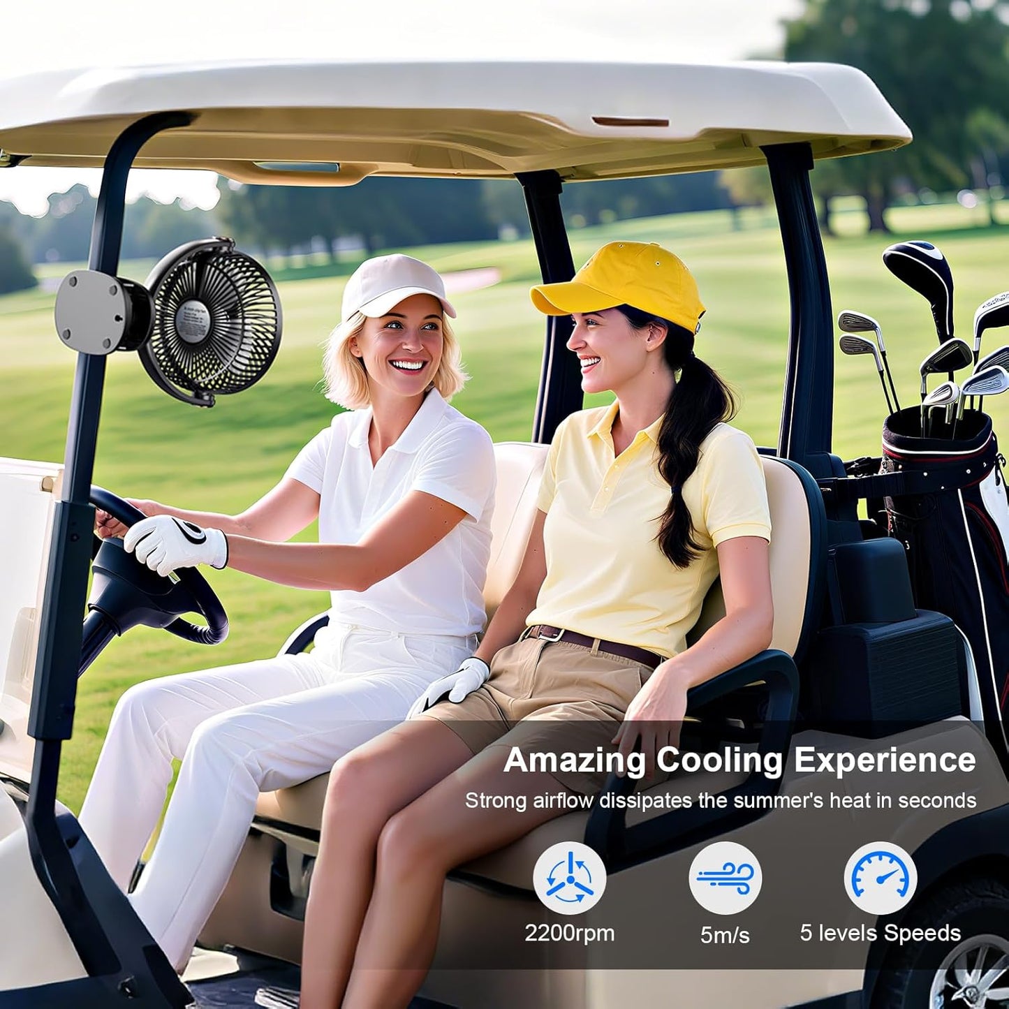 iNeibo 10000mAh Portable Clip on Fan, 90° Oscillating Fan, 8 Inch Rechargeable Battery Operated Desk Fan, Strong Airflow, 5 Speeds, Sturdy Clamp for Golf Cart Home Office Outdoor Travel (Black)