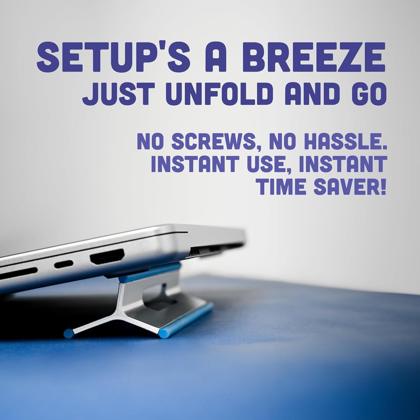 Steepy Low Profile Stand - 3 Heights Computer Riser - Lightweight Laptop Lift and Tilt Wedge - Plastic Angle Prop (Blue, 10 Pack)