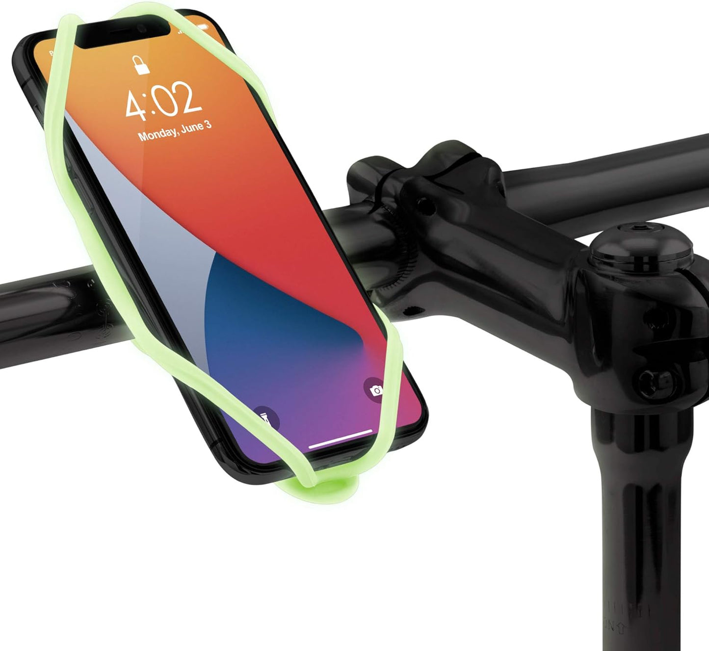 BONE Bike Tie 4, Bike Cell Phone Mount for Handlebar, Scratch-Free Silicone Holder with Anti-Slip Design, Universal Cycling Phone Holder Compatible with Most Smartphones (Luminous - Handlebar)