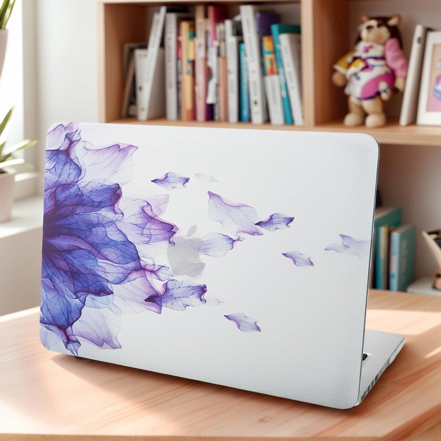 KECC Compatible with MacBook Air 13 inch Case 2022 2021 2020 2019 2018 Release M1 A2337 A2179 A1932 Plastic Hard Shell for MacBook Air 13.3 inch + Keyboard Cover + Sleeve, Purple Flower