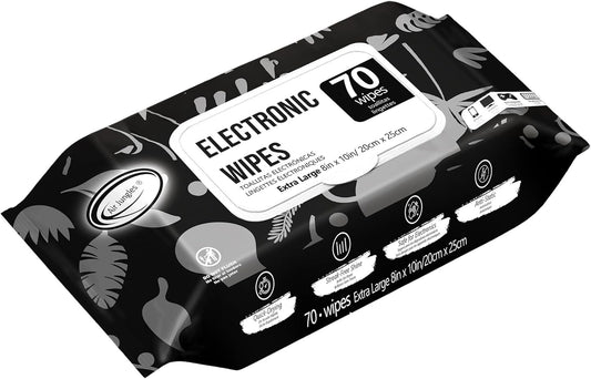 Air Jungles Electronic Wipes Screen Cleaning 70 Count, Quick Dry, Extra Large 8"x10" Tech Cleaner Wipes for LED Screen, TVs, Cars, Computer,Tablets, Phones, Laptops, VR, Monitors