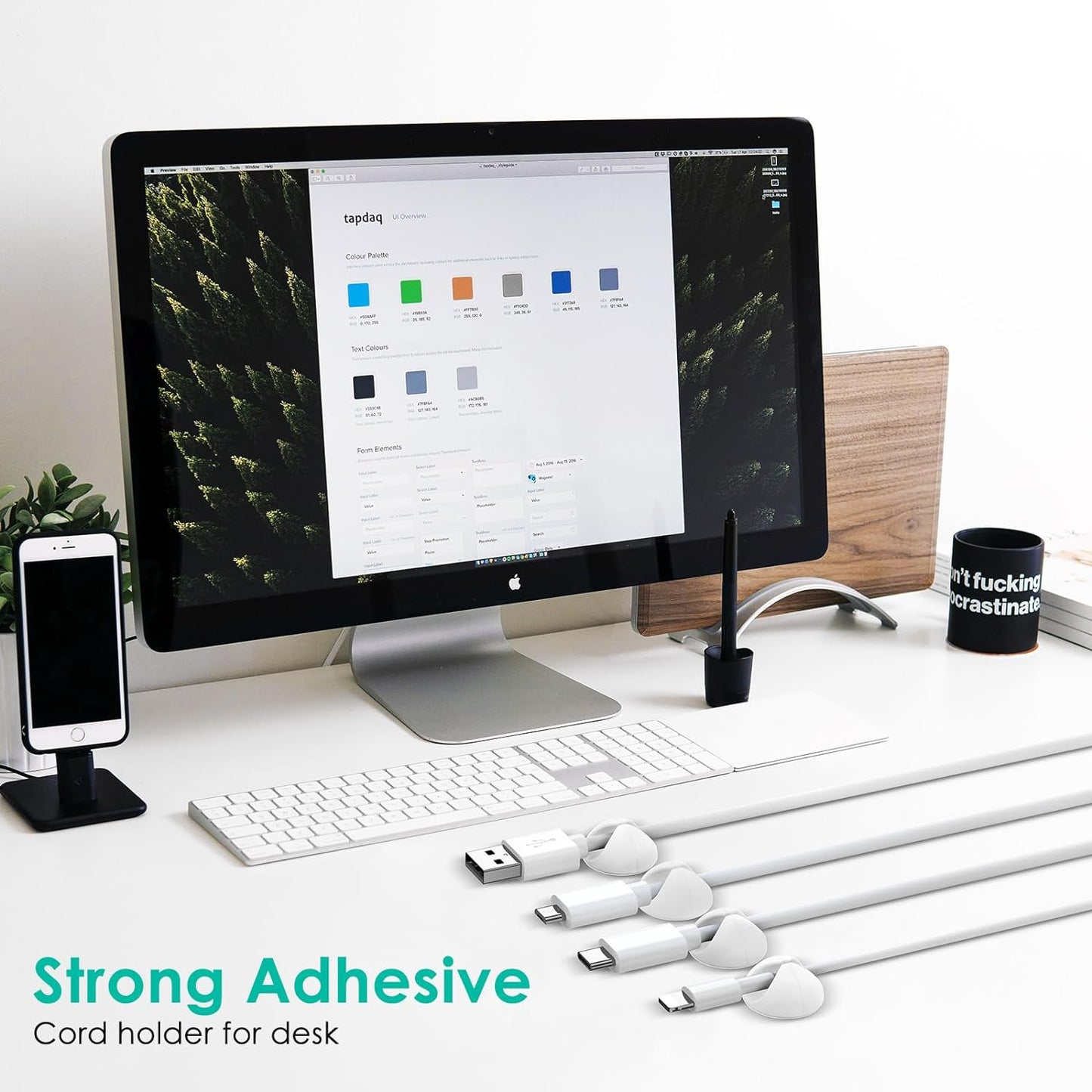 12 Pack Cable Clips, Znben Wire Organizer Holder Adhesive Cord Management Charger Wire Holder Clips for Desk, Home, Office, Car, Cubicle, Nightstand White